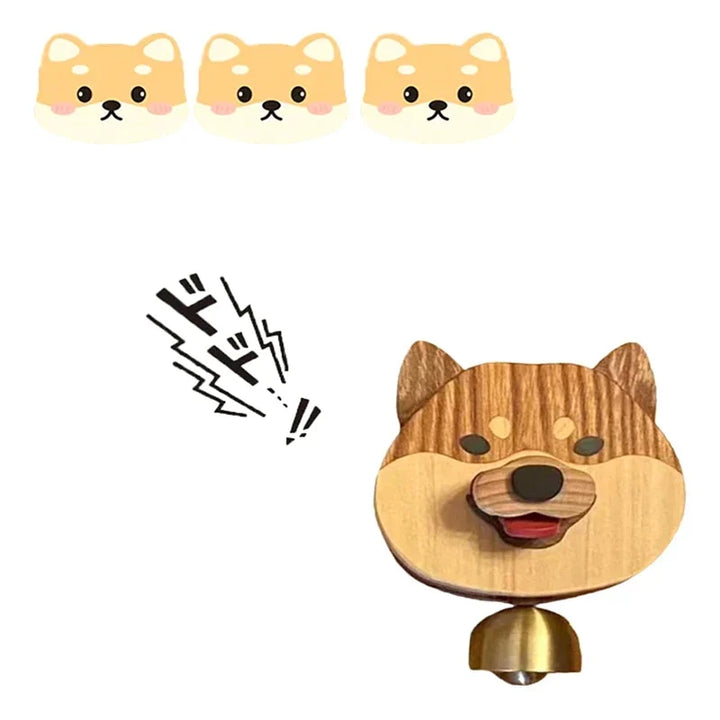 Wooden Shiba Inu Wind Chime Doorbell - Magnetic Shopkeepers Bell for Door Opening