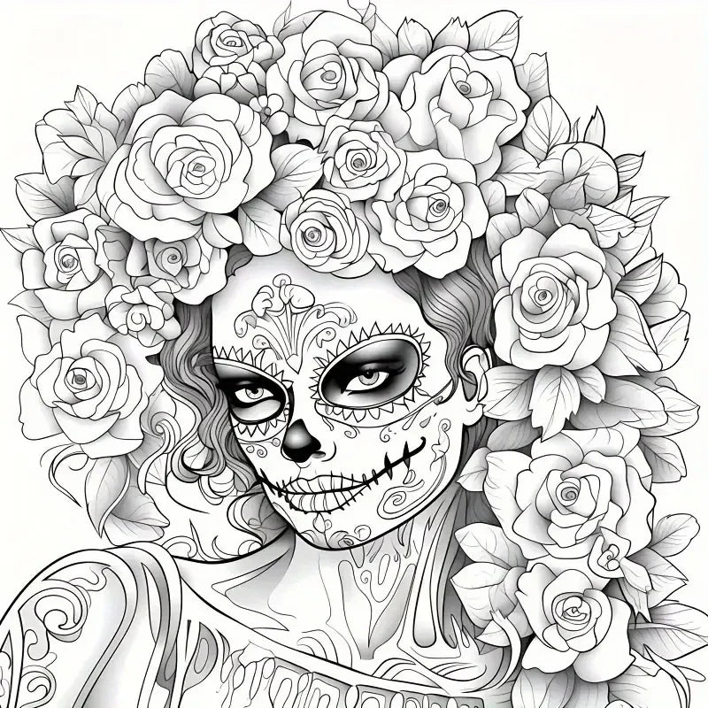 colouring Book Upgraded Thickened Paper Sugar Skull Art Halloween Trend Gift Idea 22 Pages