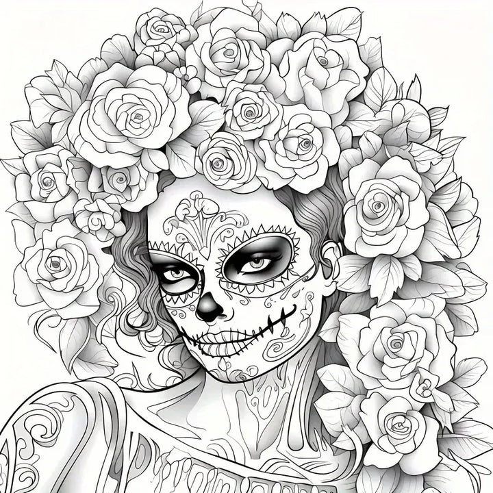 colouring Book Upgraded Thickened Paper Sugar Skull Art Halloween Trend Gift Idea 22 Pages