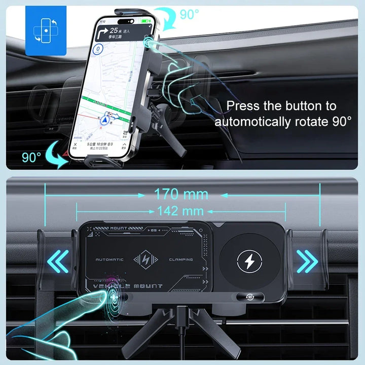 Wireless Car Charger Dual Coil Fold Screen Mount Fast Charge For Foldable Phones Air Vent Car Holder Fall 2026