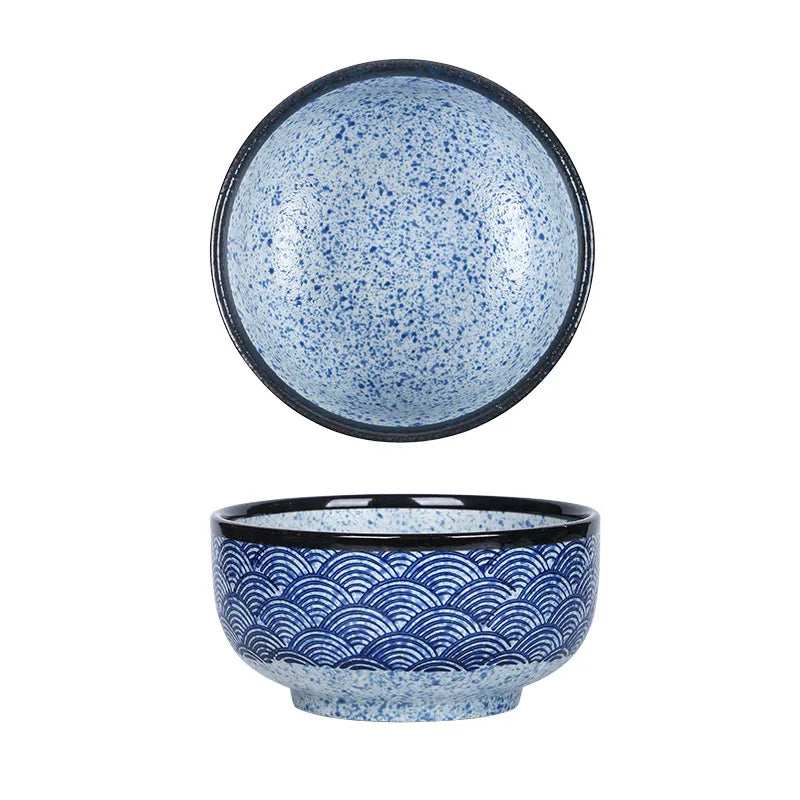 Qinghai Wave Noodle Bowl Hand Painted Vintage Ceramic Bowl