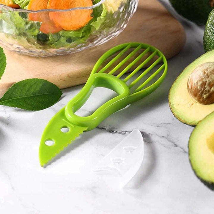 3 in 1 Avocado Slicer - Plastic Kitchen Tool, Easy Fruit Peeler and Pulp Separator