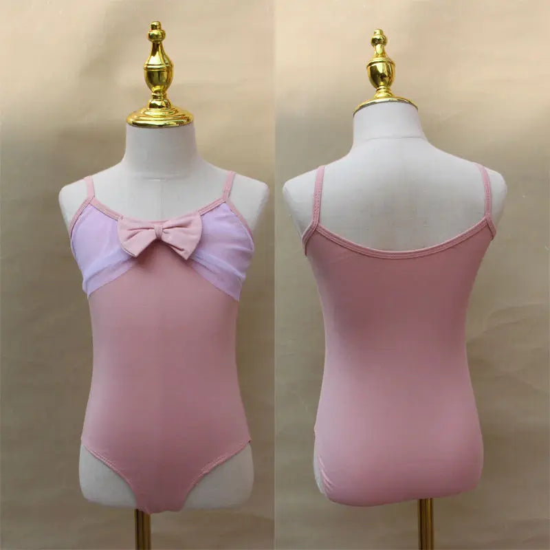 Lightweight girls ballet leotard set - puff-sleeve top, tulle tutu skirt, polyester, for dance class
