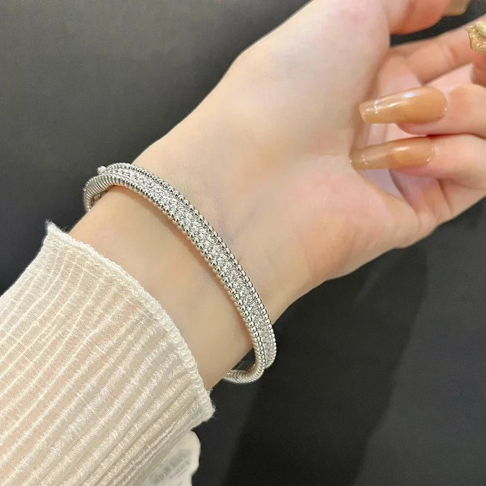 Moissanite 2mm Bracelet 18K Gold Plated Tennis Bangle