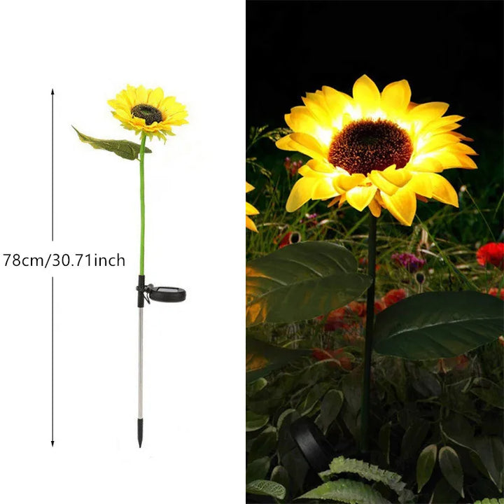Solar Sunflower Lights 3 Head Garden Stake Outdoor LED Landscape Lights Waterproof Patio Yard Decor Summer 2026