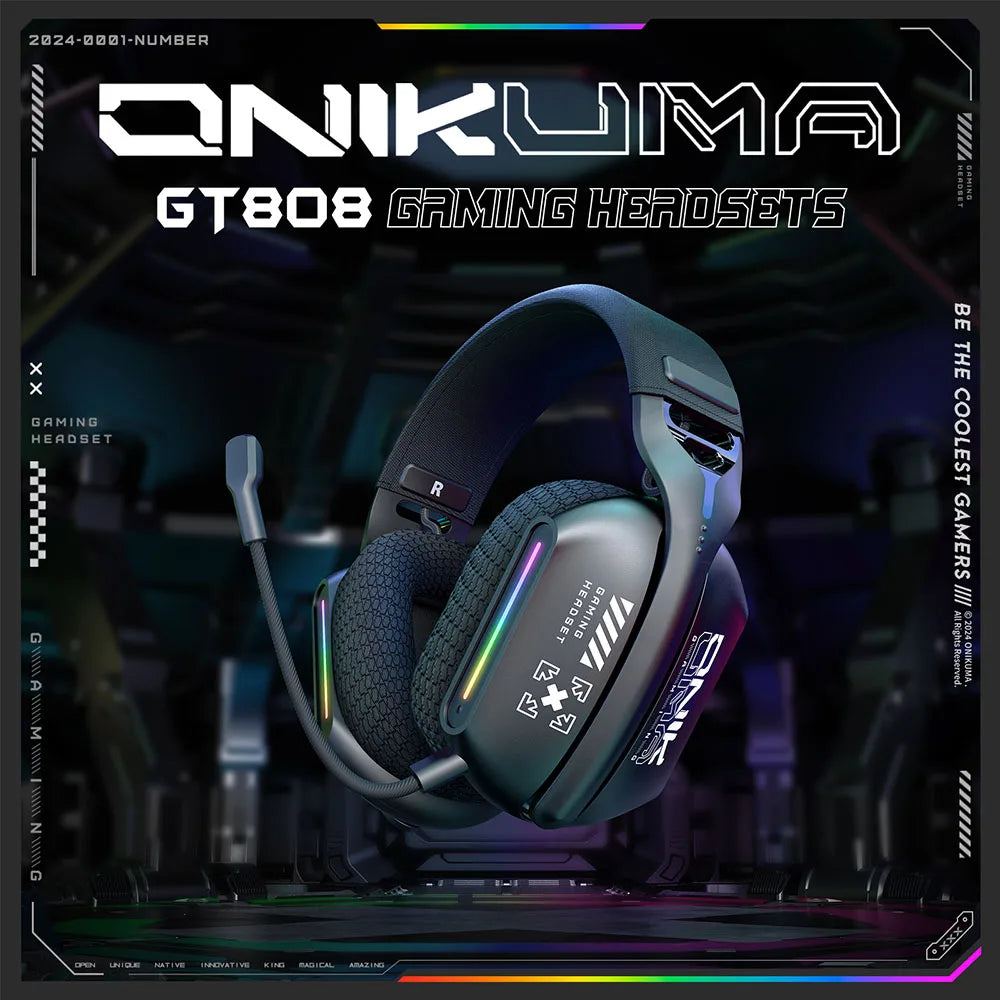 Wireless Gaming Headset Tri Mode Bluetooth Wired Immersive