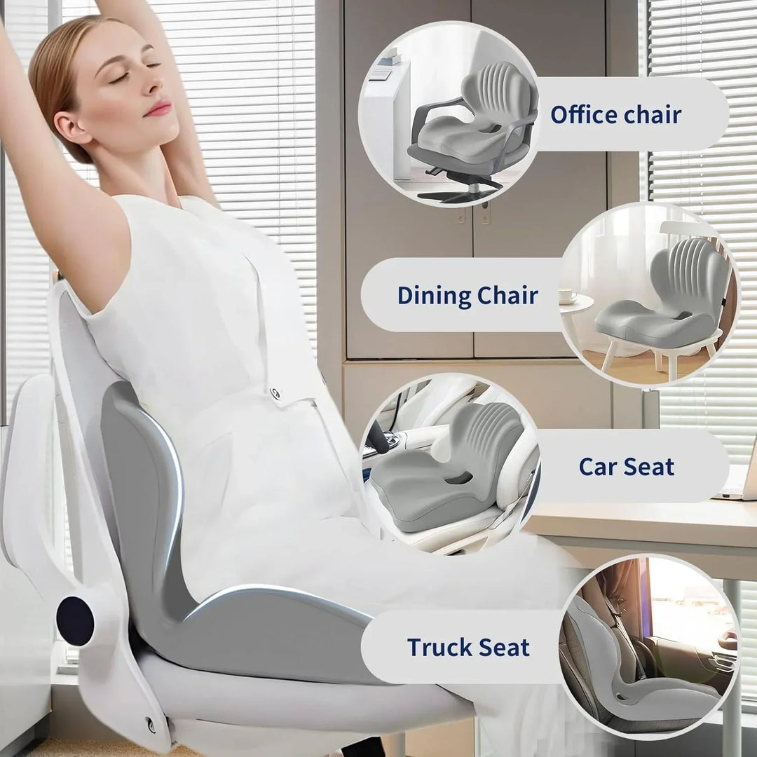 Ergonomic Memory Foam Seat Cushion with Back Support – Lumbar Relief for Office Chair Car Wheelchair 2026