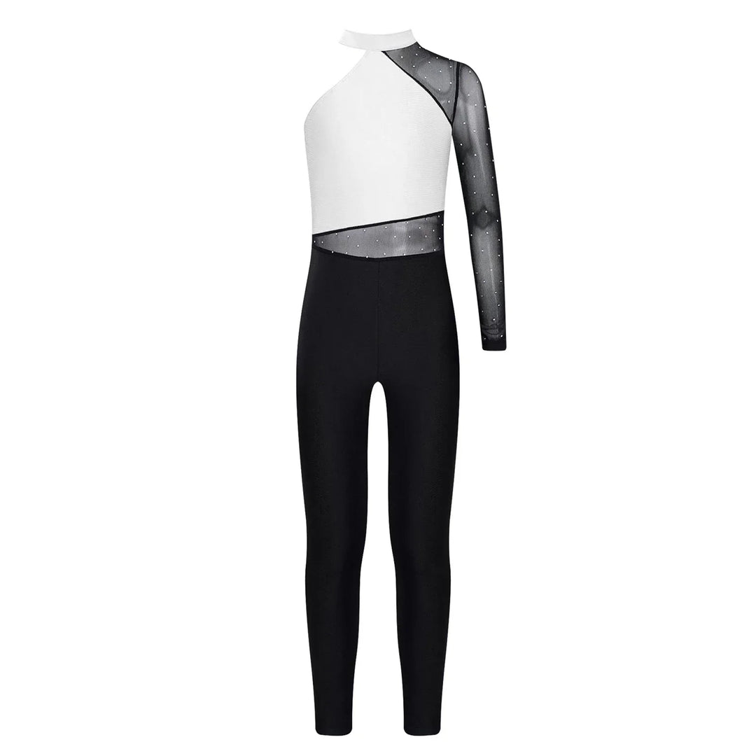 Stretchy Girls Unitard – Long Sleeve, Snakeskin, Polyester, Nylon, Elastane, For Ballet, Rhythmic Gymnastics