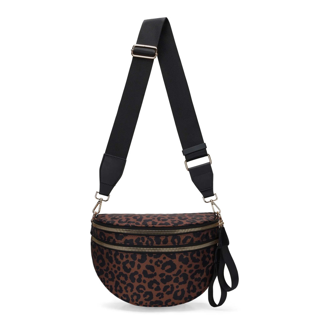 Versatile unisex crossbody bum bag – checkered nylon, box shape, travel and daily use