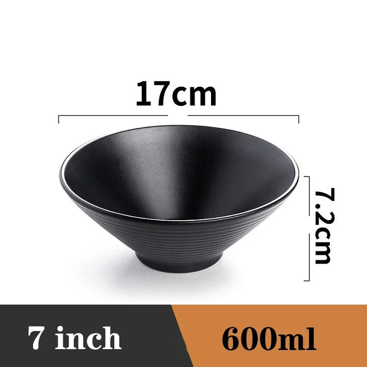 Ramen Bowl Black Plastic Japanese Style Noodle Bowl