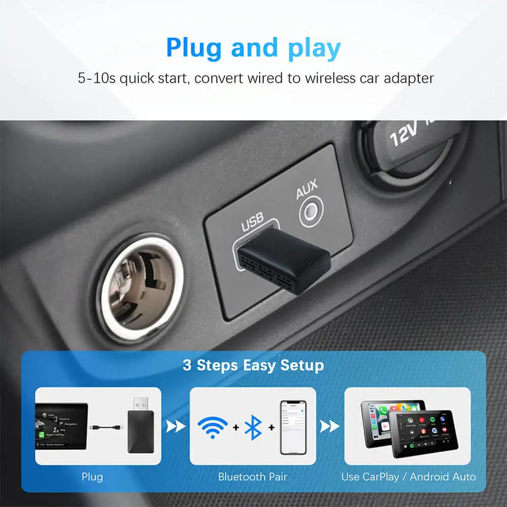 Wireless CarPlay AI Box 2in1 Android Auto Dongle Plug and Play Car Radio Upgrade 99 Percent Car Compatibility Fall 2025