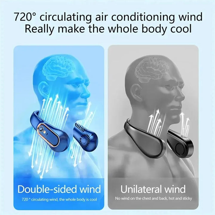 Neck Bladeless Fan Mini - Portable USB Charging Silent Fan for Sports and Office with Digital Display and 5 Speed Options