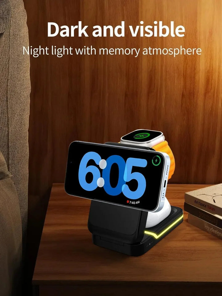 Foldable magnetic wireless charger – iPhone 12-16, Apple Watch, AirPods, USB-C, 15W 2026