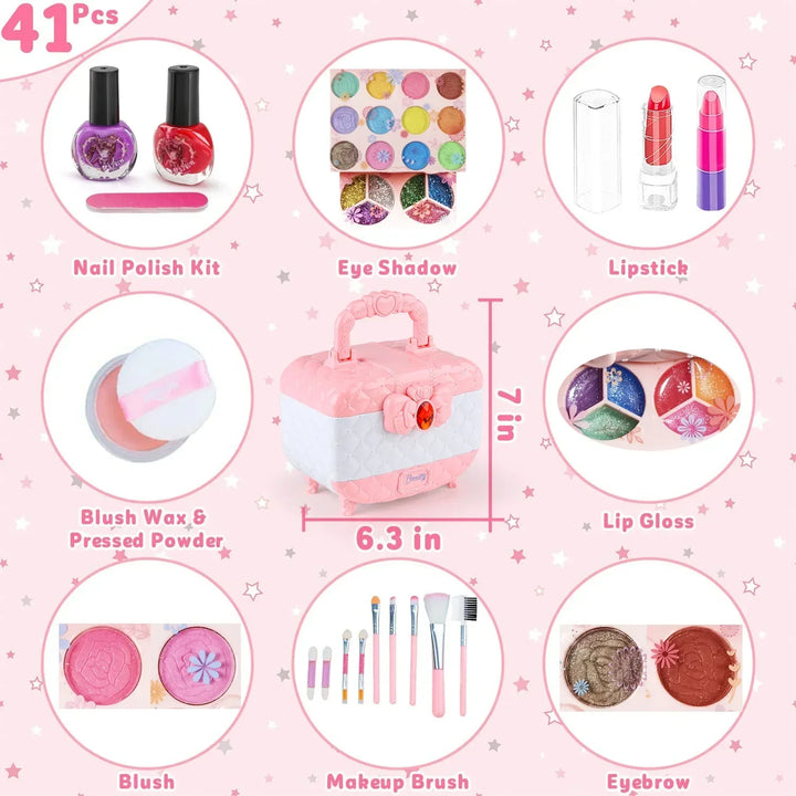 Kids Makeup Kit Pink And White Case Makeup Toy Set TikTok Viral Fall 2025 Gift Washable