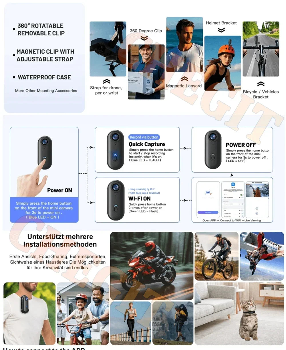 Action Camera Mini 4K 1080P Helmet And Bike Mount WiFi Full HD Sports Cam Summer 2026 Gear For Action Sports