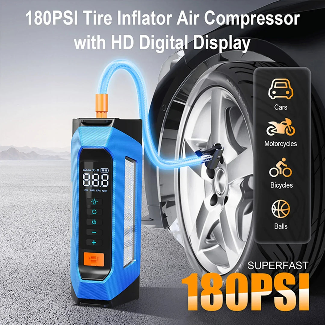 Car Jump Starter Portable Power Bank 12V With Air Compressor 6000A Peak Emergency Start 180 PSI Fall 2025