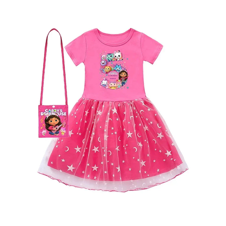 Lightweight Girls’ Dress – Princess-Style, Flowy, Mid-Calf Length, Cotton, For Party Wear