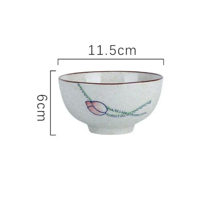 Ceramic 4.5 Inch Japanese Rice Bowl Retro Home Tableware