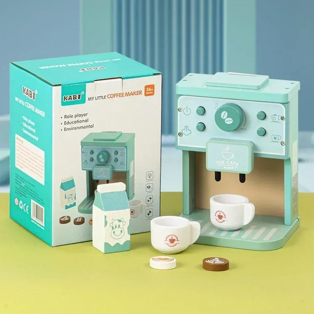 Wooden Kids Coffee &amp; Cookie Maker Toy Set - Educational Pretend Play Kitchen Gift for Boys &amp; Girls