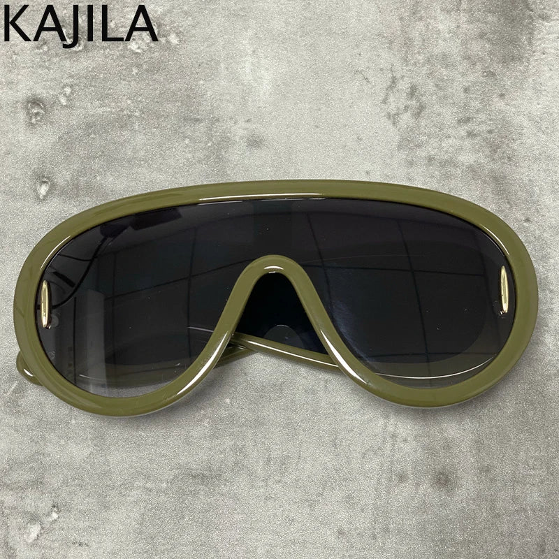 Sunglasses White Frame Oversized Wave Mask Goggles Y2K Punk Steampunk Eyewear TikTok Viral 2026