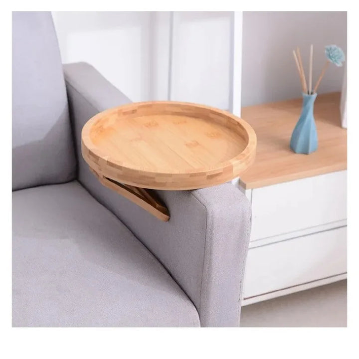 Bamboo Sofa Arm Tray Portable Couch Armrest Snack Holder
