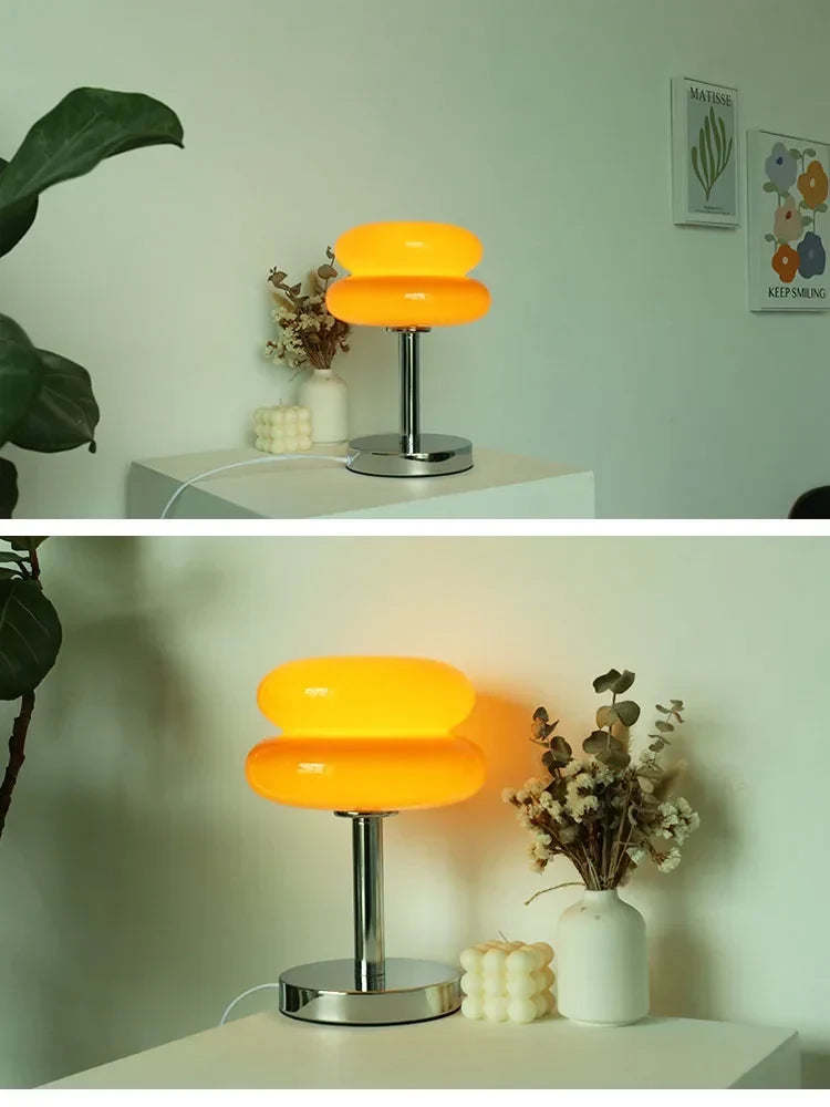 Macaron Glass Table Lamp Trichrome Night Light Eye Guard