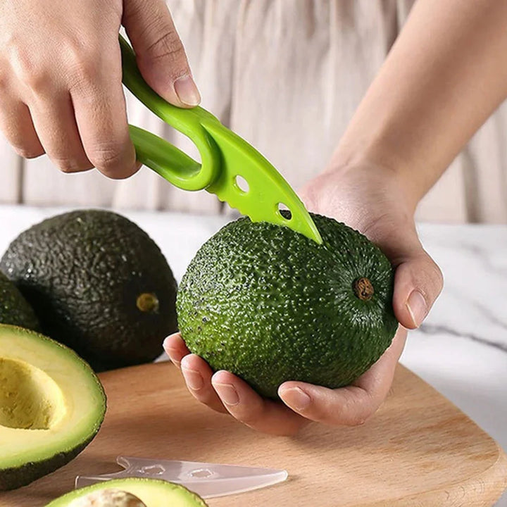 3 in 1 Avocado Slicer - Plastic Kitchen Tool, Easy Fruit Peeler and Pulp Separator