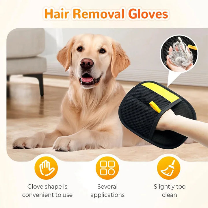 Double-Sided Pet Grooming Glove – Removes Hair from Furniture and Coat, Cats and Dogs