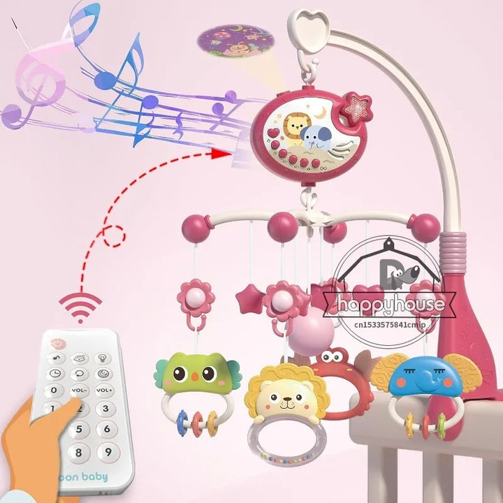 Crib Mobile Remote Music Light Newborn Sensory Toys
