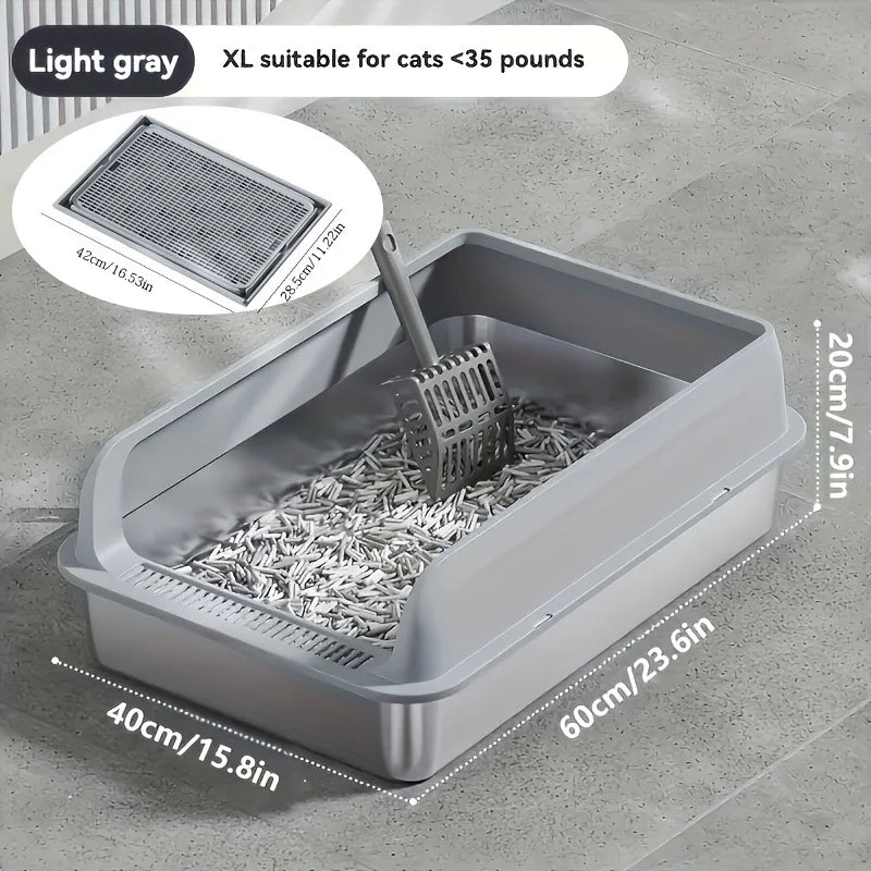 KEMORELA Extra Large Stainless Steel Cat Litter Box – Semi-Enclosed Leak-Proof High-Sided with Mat 2026
