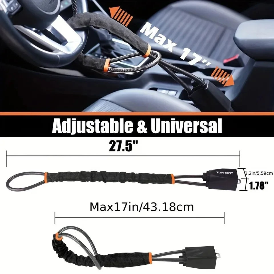 Universal Car Steering Wheel Lock with Seatbelt Buckle – 3-Key Anti-Theft Security Device 2026