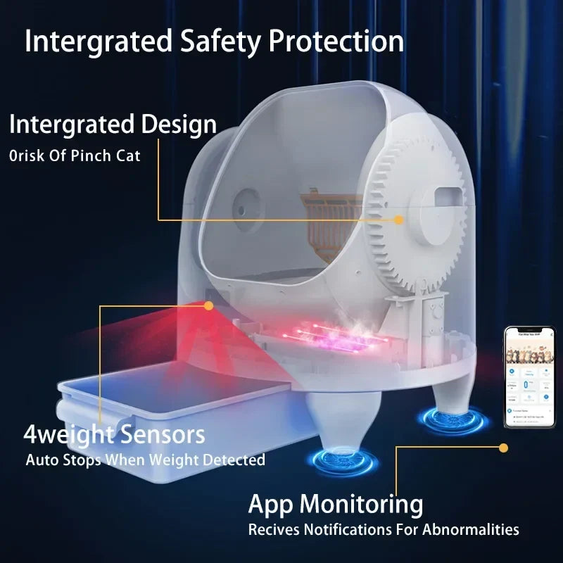 Automatic Cat Litter Box Self Cleaning With App Control Large Space Smart Toilet With Built In Stairs Safety Fall 2025