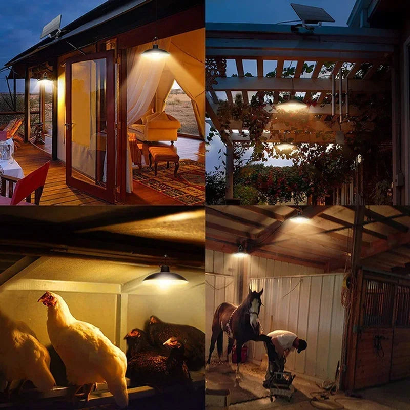 Solar Pendant Light With Remote Control, Outdoor Waterproof LED Lamps For Shed Barn Backyard Patio 2026
