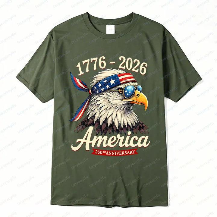 Soft Unisex Bald Eagle Graphic Tee - Short-Sleeve, Durable Cotton, For 250th Anniversary Independence Day Celebration