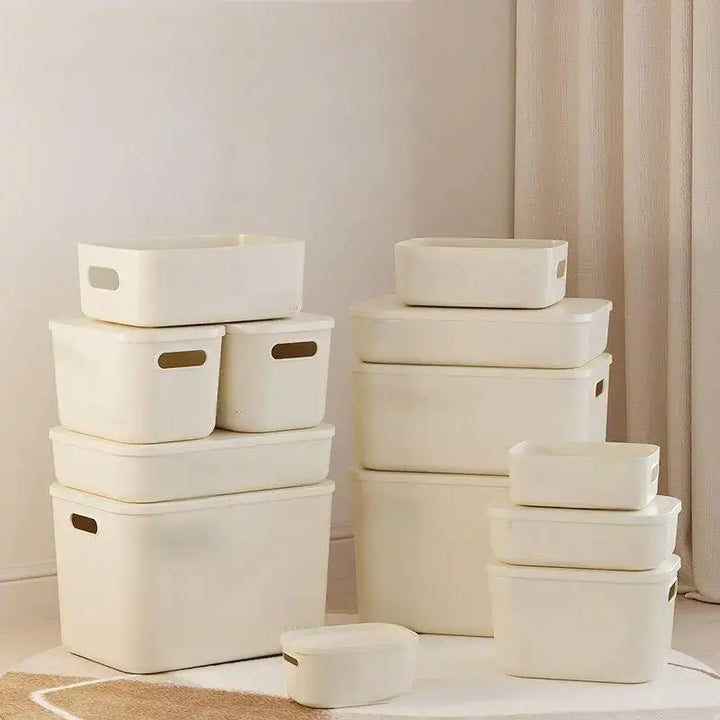 Beige PP Ins Style Storage Box with Lid - Home Organizers for Dustproof Clothing &amp; Toys
