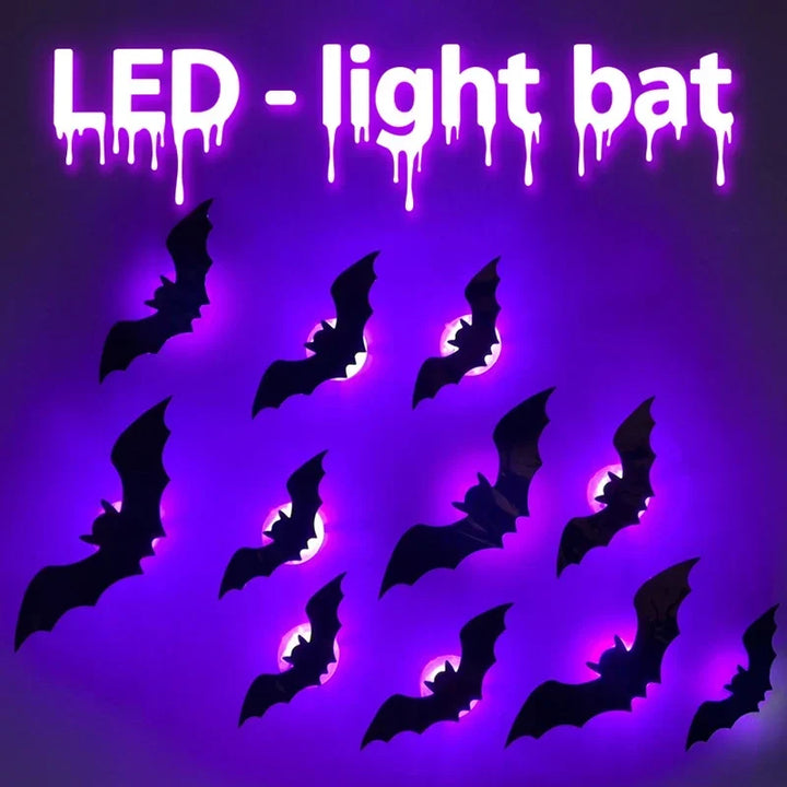 LED Bat Wall Stickers Green 3D Halloween Decor 2025