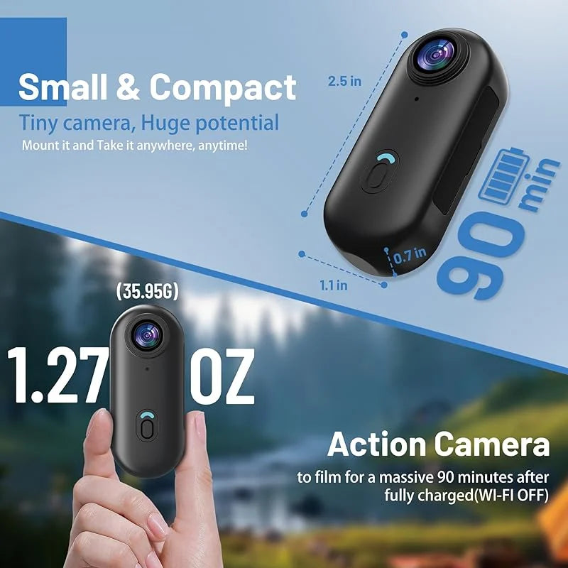 Mini Waterproof Action Camera with WiFi - Magnetic Body Chest Recorder 1080P Sports POV Helmet Cam