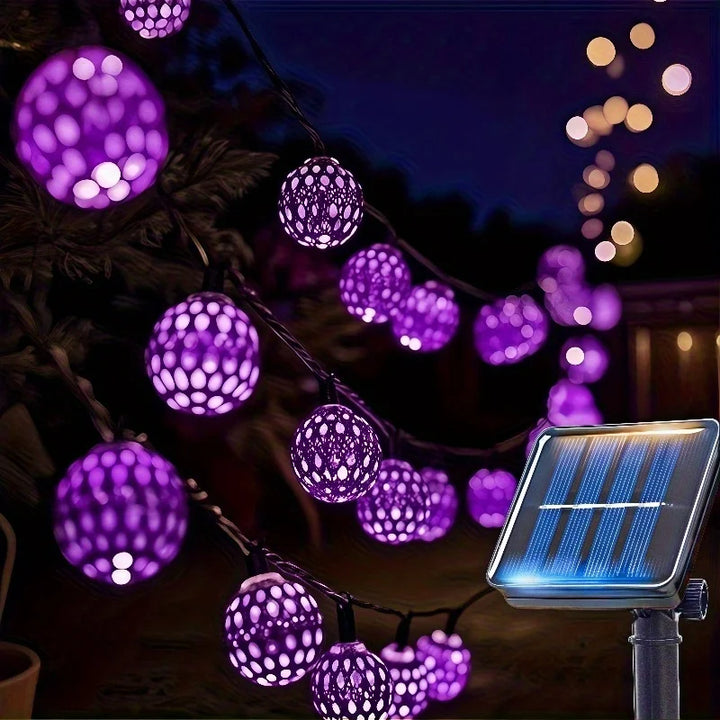 Solar String Lights Moroccan Ball LED Outdoor Waterproof 8 Modes Garden Party Christmas Decor 2026