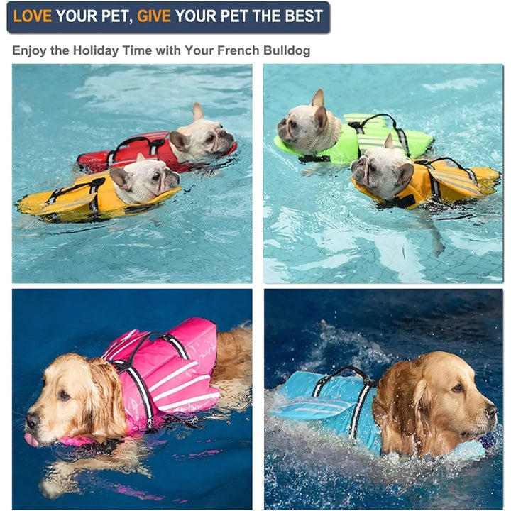 Dog Life Jacket with Chin Float &amp; Rescue Handle – Reflective Adjustable Oxford Swimming Vest All Sizes 2026