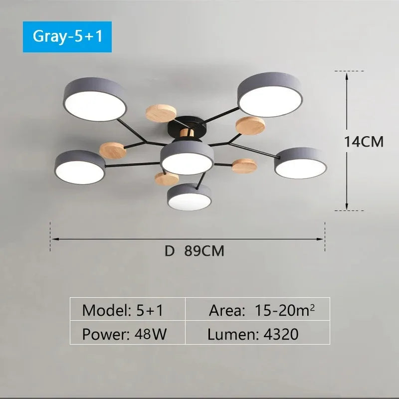 Ceiling Light LED Modern Fixture With Circular White Shades For Living Room
