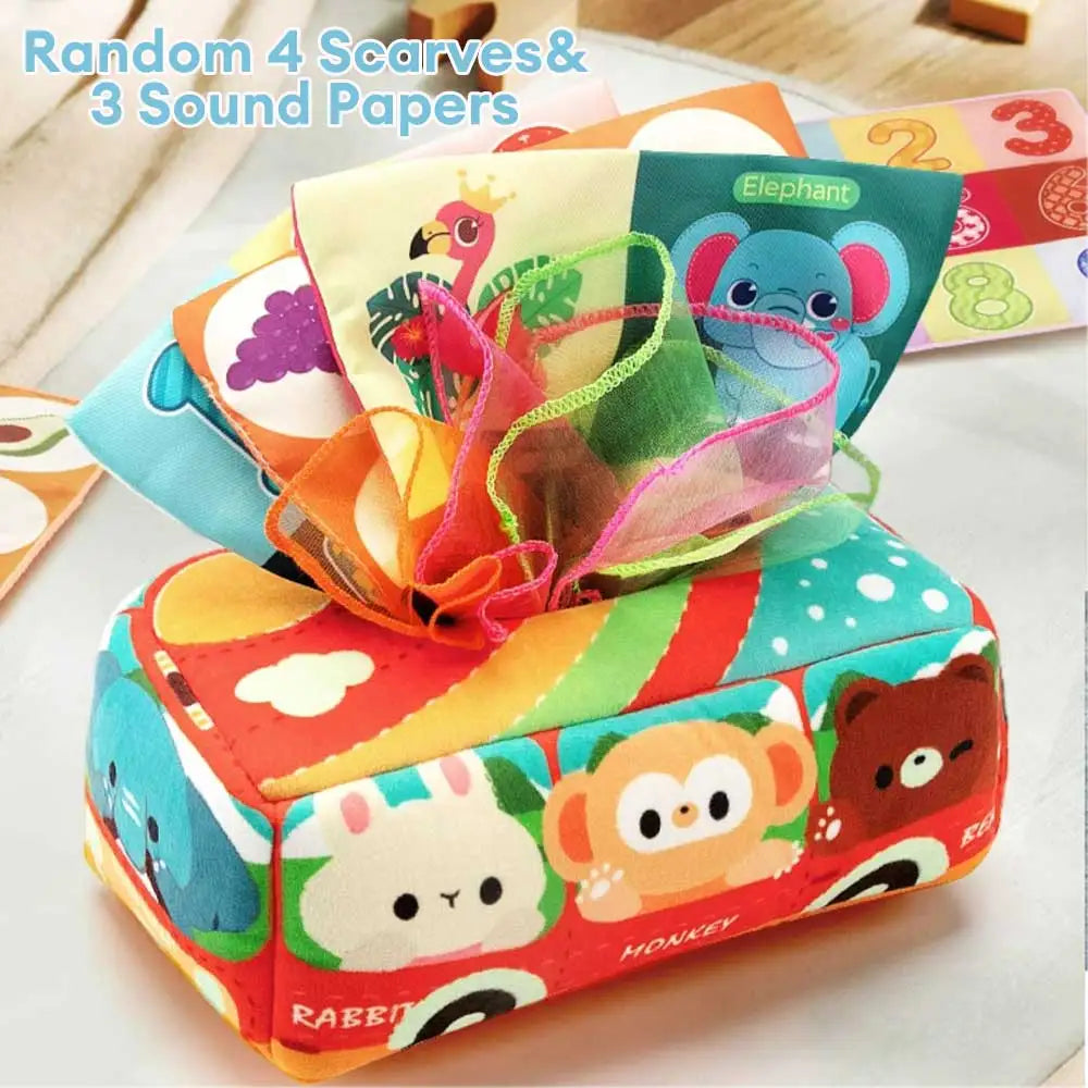 Montessori Cloth Tissue Box Toy Newborn Sensory Toys