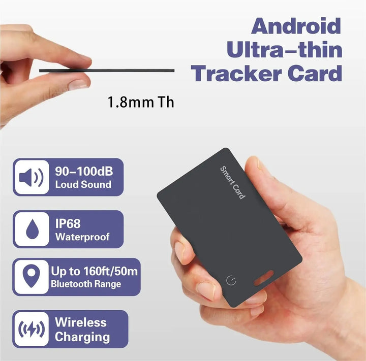 Smart Wallet Tracker Card IP68 Waterproof – Wireless Rechargeable Android Item Locator 2026