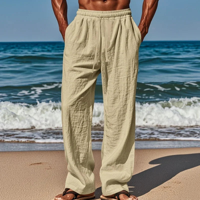 Drawstring Casual Beach Pants - Loose Comfortable Solid color Pants for Summer