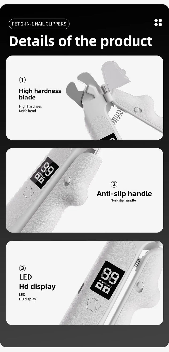 2-in-1 Pet Nail Clipper &amp; Grinder with LED Blood Line Light – USB-C Rechargeable Dog Cat Trimmer 2026