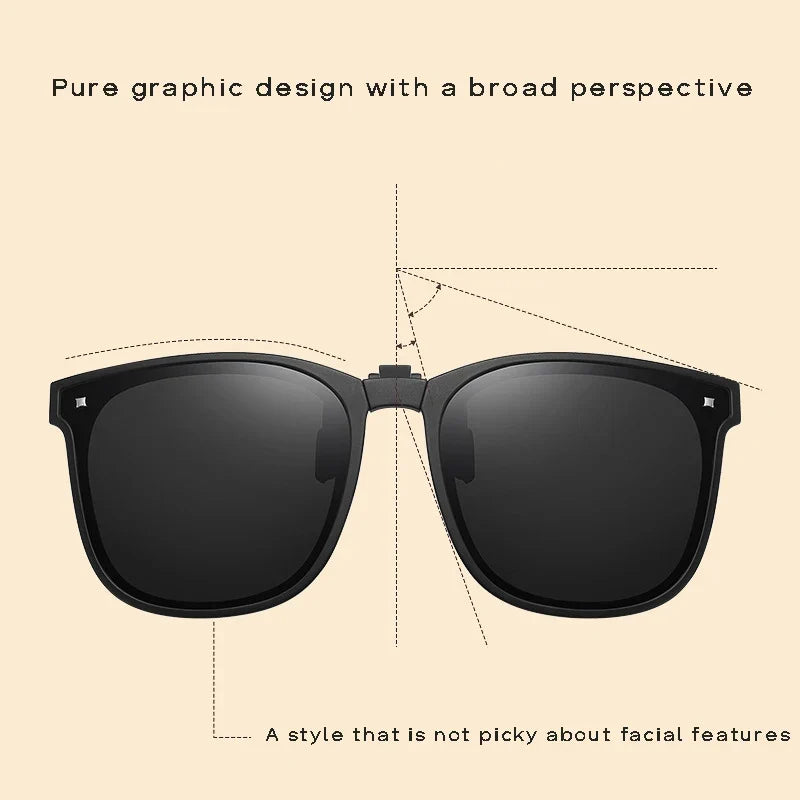 Clip On Sunglasses Foldable Oversized Square Flip Up UV400 Polarized Sunglasses Summer 2026 Trend Gift