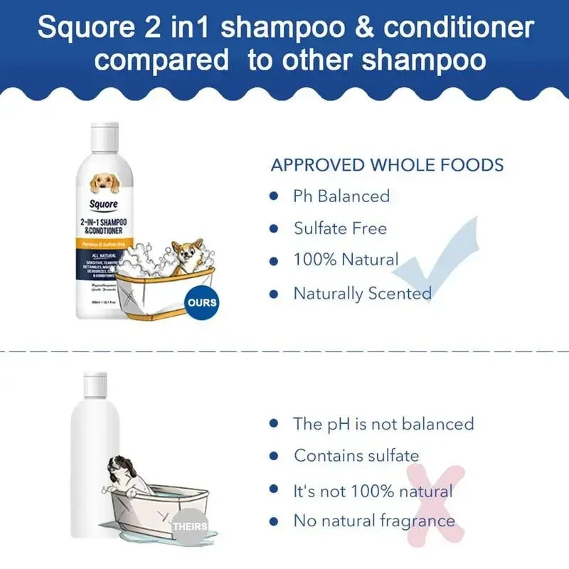 Natural 2-in-1 Puppy Shampoo &amp; Conditioner - Moisturizing Pet Grooming Care for Sensitive Skin