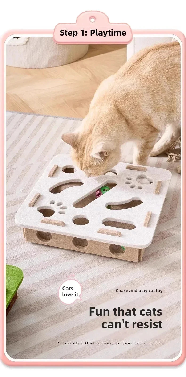 Cat Puzzle Toy Box With Ball Suede Felt Indoor Cat Exercise Entertainment Eco Friendly Gift 2026 TikTok Viral