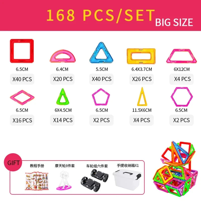 Magnetic Building Blocks Set for Kids, 30-168PCS Educational Magnetic Tiles for Creative Learning and Imaginative Play
