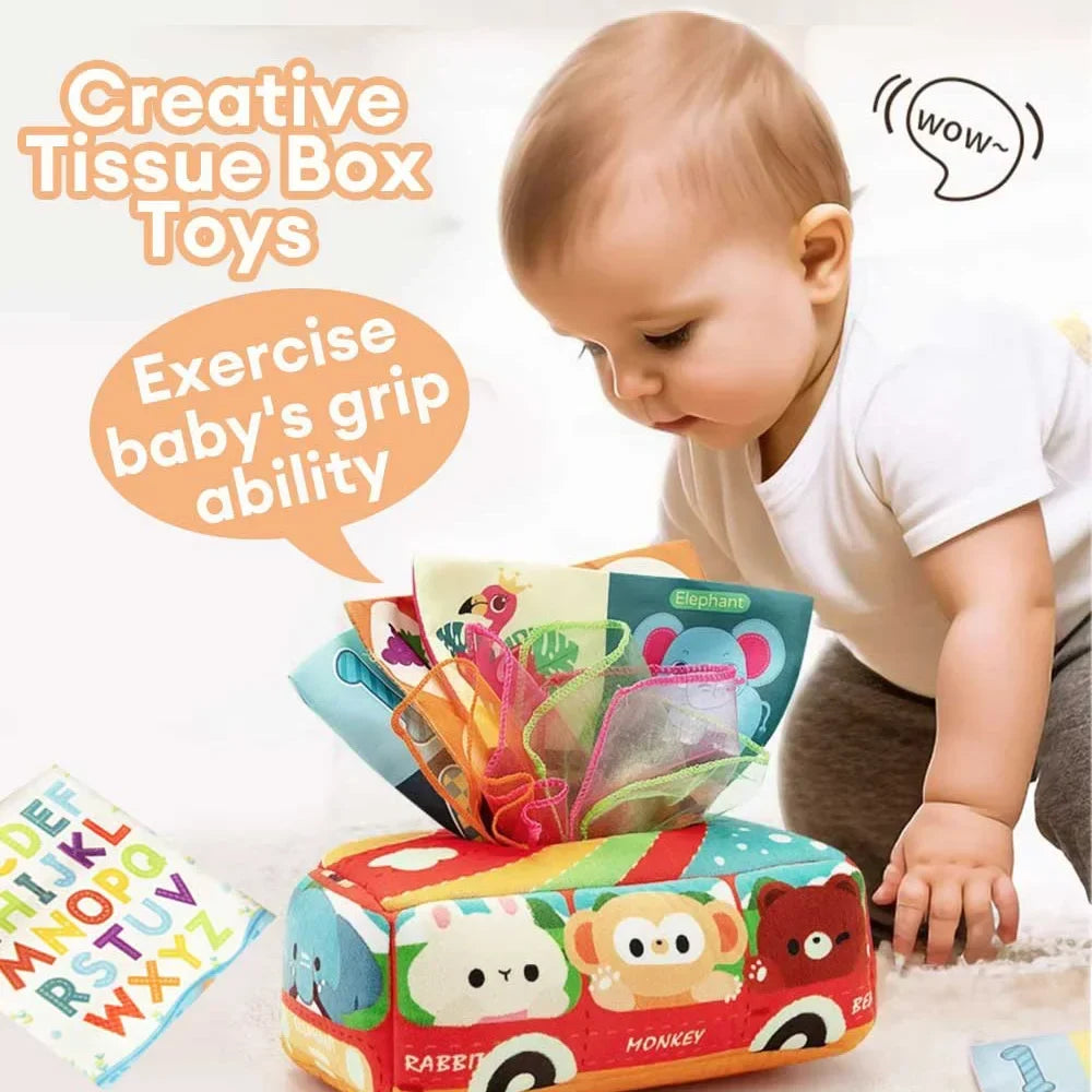 Montessori Cloth Tissue Box Toy Newborn Sensory Toys