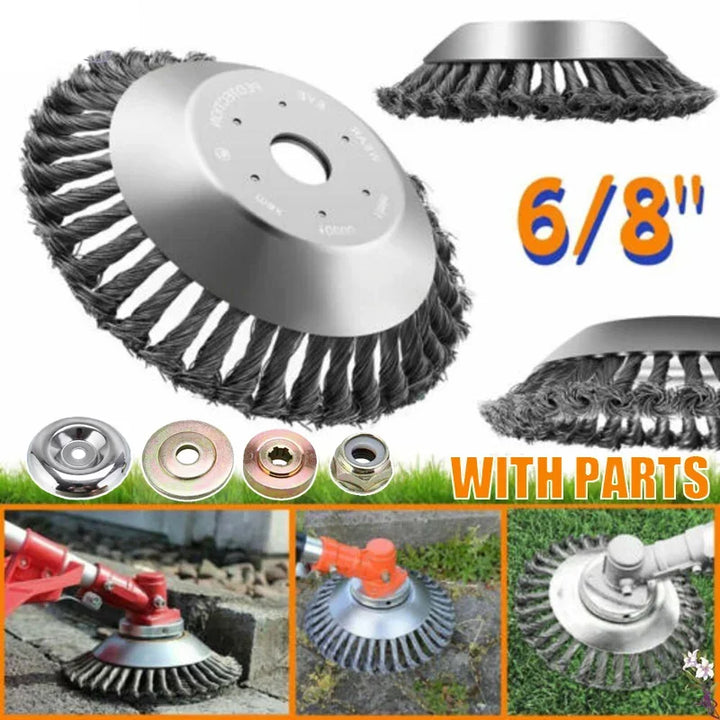 Universal Steel Wire Brush Trimmer Head - 6/8inch Garden Tool for Grass &amp; Lawn Care